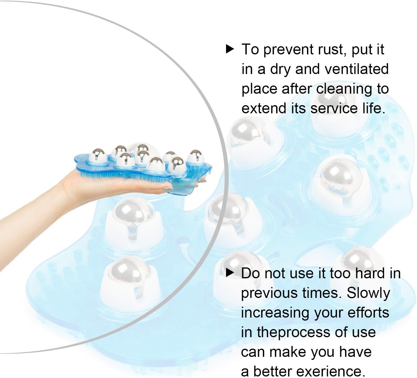 Glove Massager Palm Shaped Hand Massage Manual 9 360-degree-roller Mental Roller Ball Blue by Outton: Health & Personal Care