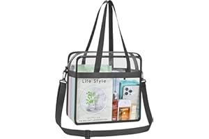 USPECLARE Clear Tote Bag for Stadium Events, 12x6x12 Transparent Stadium Bag for Work, Sports Games,Gym，Concerts