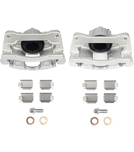 A-Premium Front Brake Caliper & Pad Kit (6-PC) For Jeep Wrangler, Liberty, Dodge Caravan, Chrysler T&C 2007-2012
