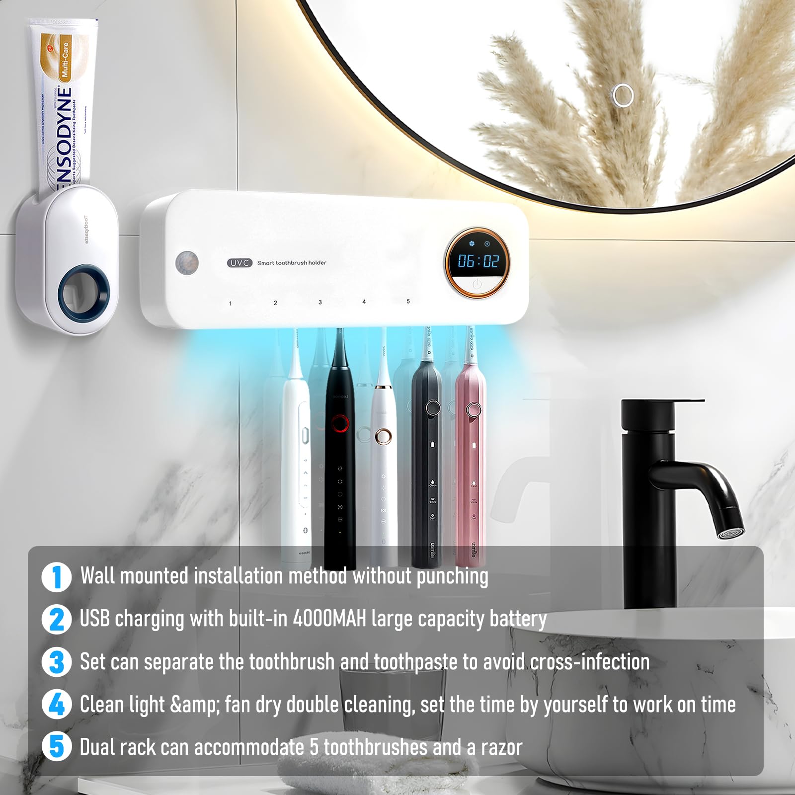 Timer Toothpaste Dispenser Mua GFBEBDV Toothbrush Holder Cleaning Set, Toothbrush Holder Cleaner ...