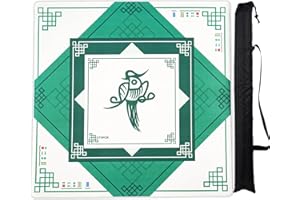 OTIIPOR Mahjong Mat,31.5"x31.5" Mahjong Table Mat with Carrying Bag and 2024 Mahjong Cards Anti Slip and Noise Reduction Table Cover for Mahjong,Poker, Games,Dominoes,Board Games (Green)