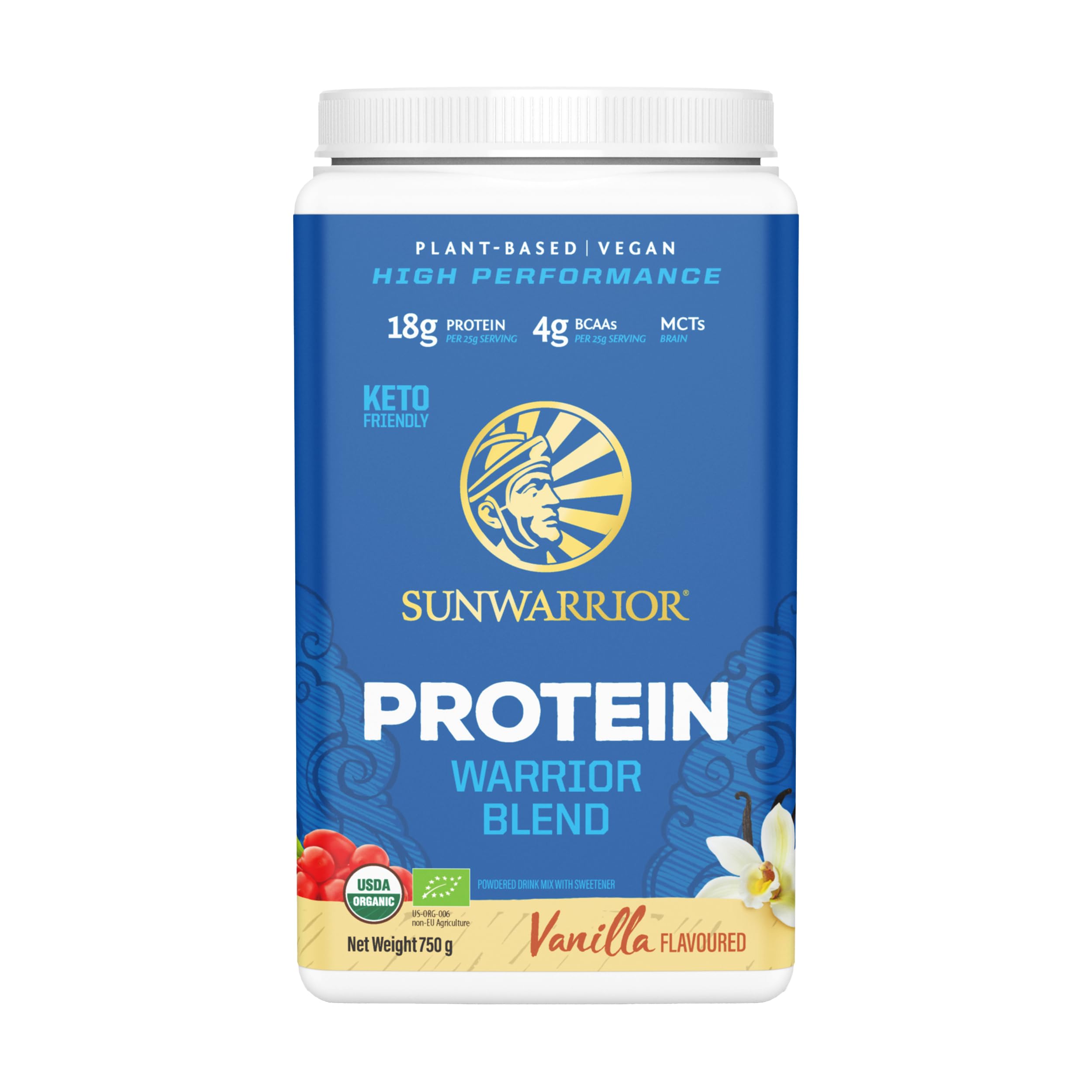 Sunwarrior Warrior Blend Organic Raw Vegan Protein Powder Vanilla, 750g