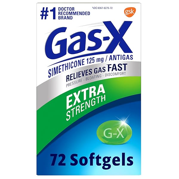 GAS-X EXTRA STRENGTH GAS RELIEF SOFTGELS WITH SIMETHICONE 125 MG FOR BLOATING RELIEF – 72 COUNT