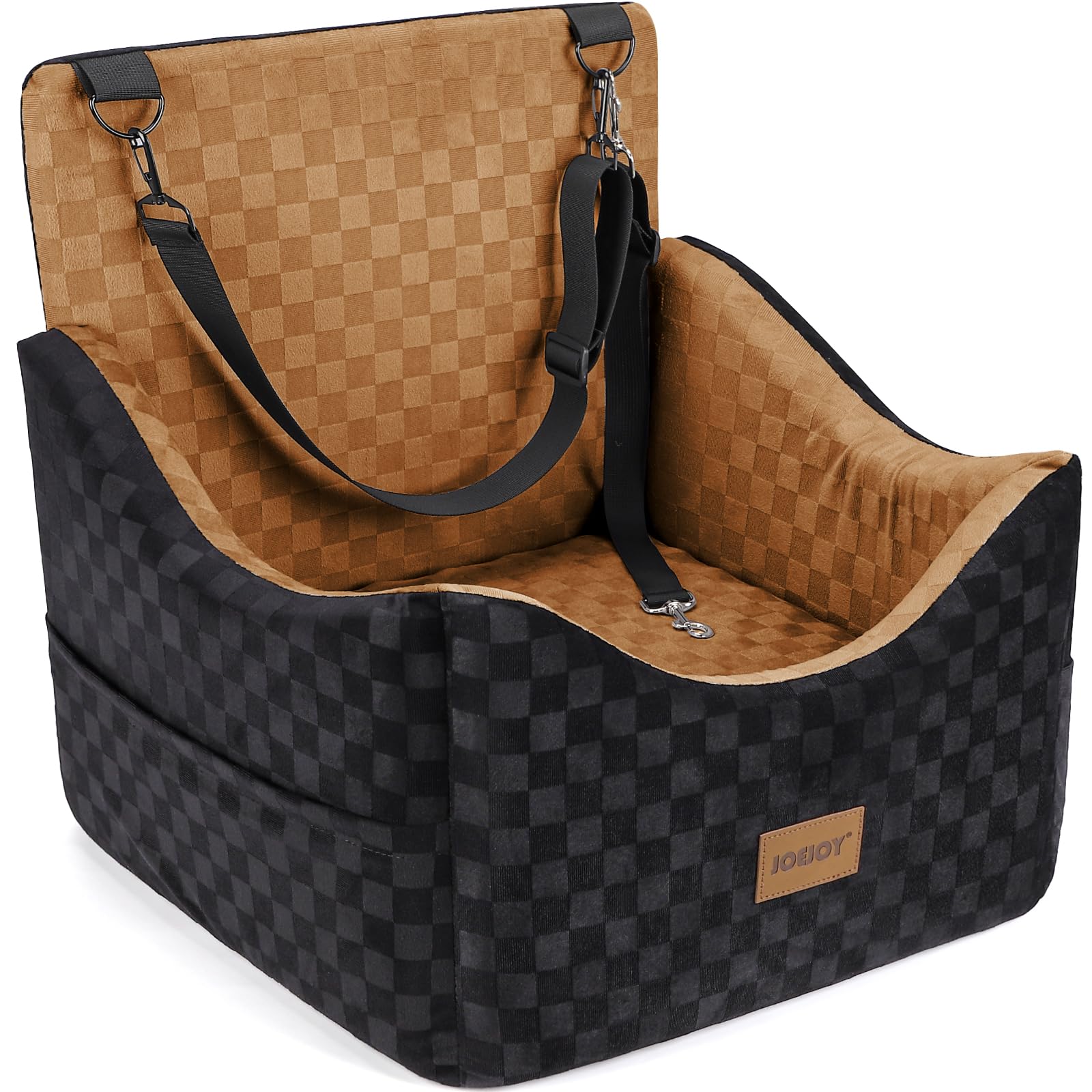 Photo 1 of JOEJOY Elevated Dog Car Seat for Small/Medium Dogs up to 35 lbs, Memory Foam Pet Booster Seat with Detachable Washable Cover, Portable Travel-Safe Bed for Cars with Safety Belts and Storage Pockets