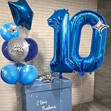 Balloon Dance 40 Inch Blue Number 7 Party Balloons Kit with Stars and Happy view 2