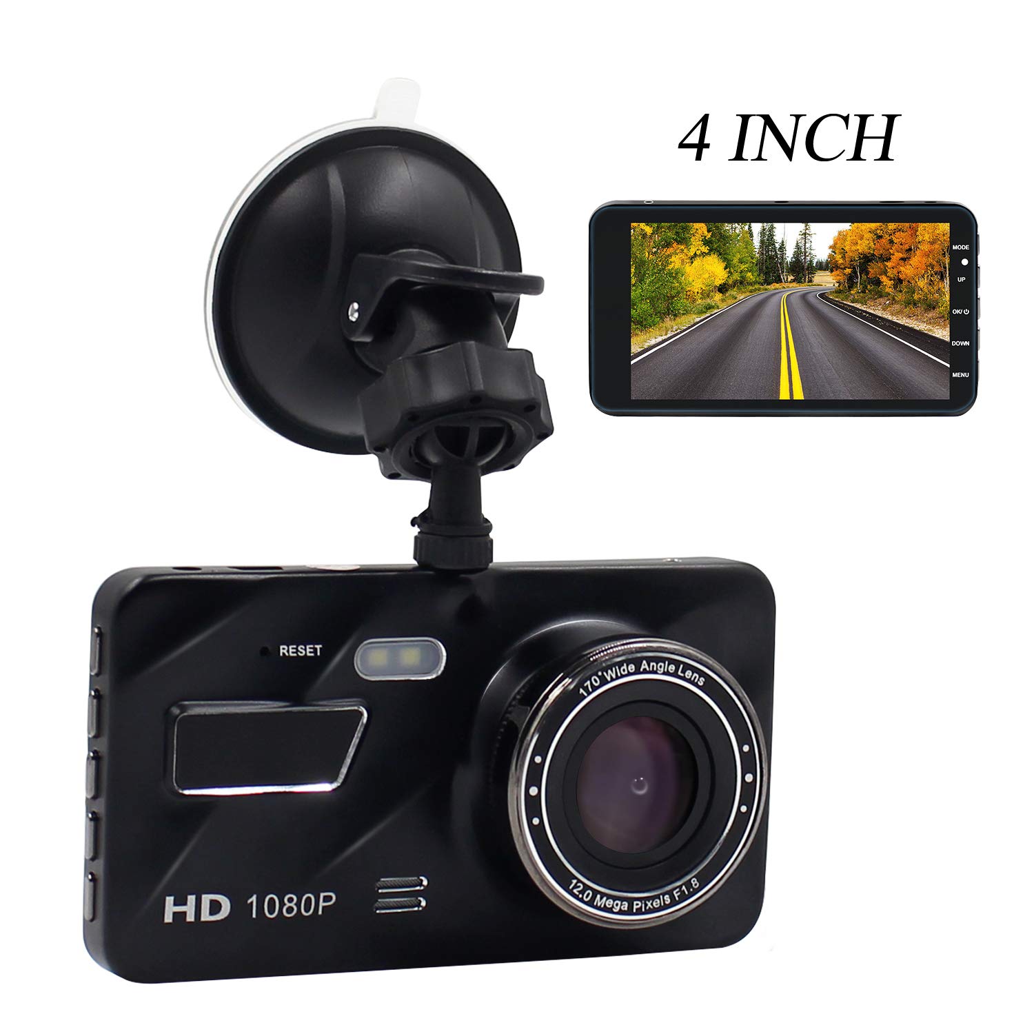 Dual Dash Cam Front and Rear,DareTang Full HD 1080P Car Camera DVR with 4 Inch LCD Screen/170°Wide Angle/G-Sensor/WDR/Parking Monitor/Loop Recording/Motion Detection,Dashboard Camera Recorder