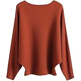 Women Lightweight Oversized Sweaters Tops Batwing Sleeves Knitted Dolman Pullovers