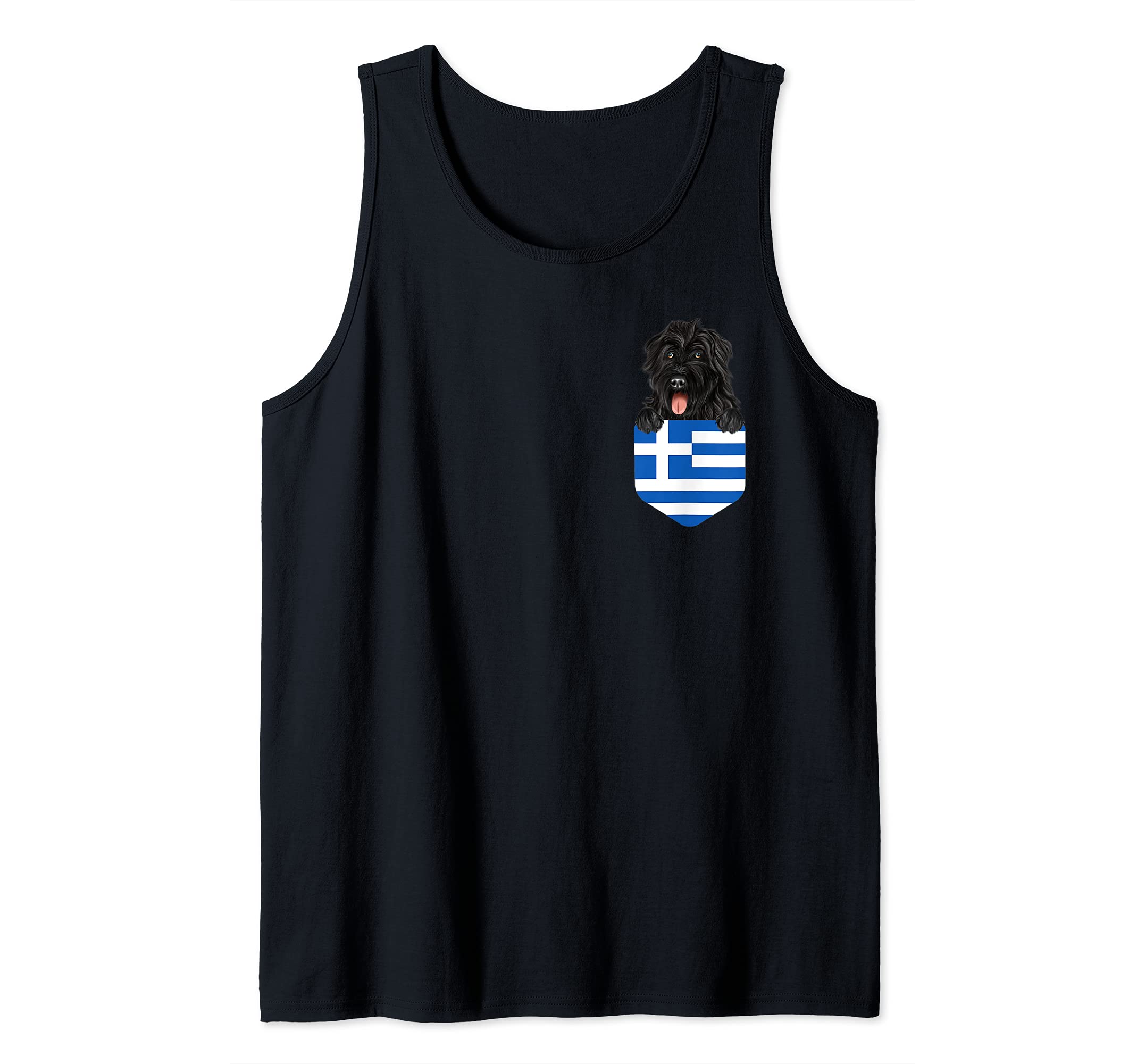 Greece Flag Bouvier des Flandres Dog In Pocket Tank Top