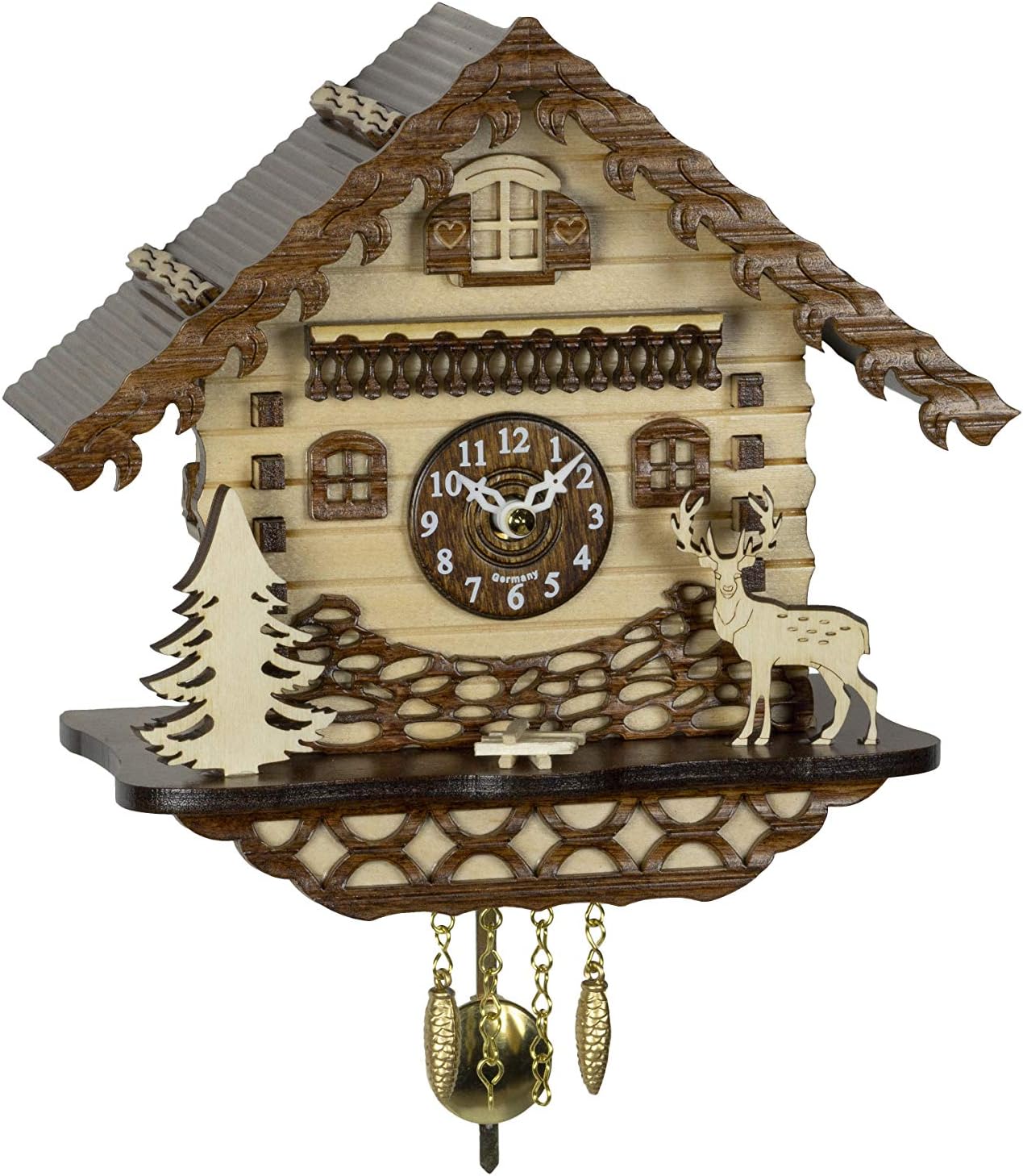 Home Quartz Cuckoo Clock Black Forest House with Moving Train with
