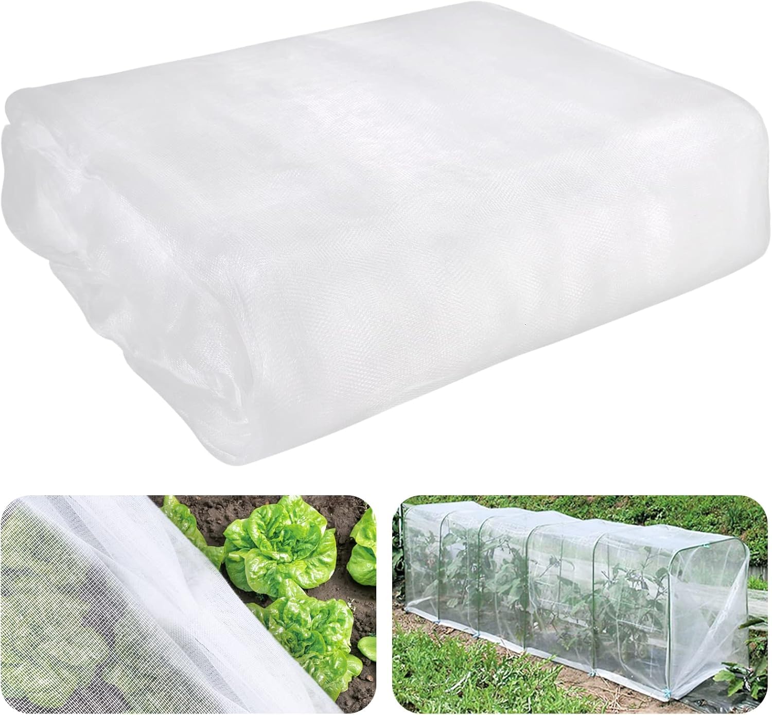 2X10M Insect Netting Mesh Garden Netting Fine Mesh Butterfly Garden Netting for Vegetables Plants Fruits Flowers Crops Greenhouse Row Covers Raised Bed Barrier Screen Birds Protection Netting