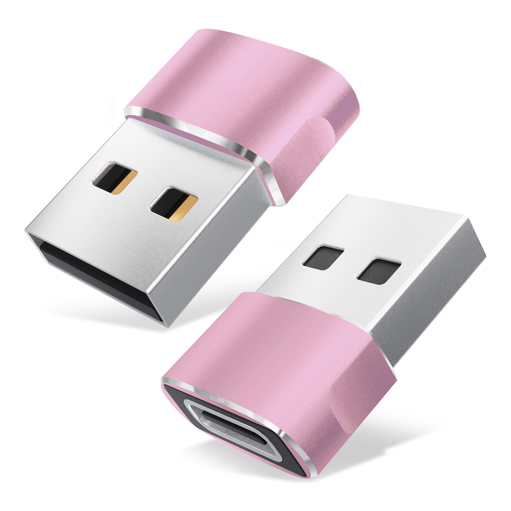 CELLONIC 2x USBC to USBA Adapters - USB C Female to USB A Male Converter Twin Pack - Fast Charging & Fast Data Transfer Connector for iPhone, iPad, Galaxy, Huawei, Phone, Tablet, Laptop - Pink