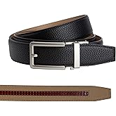 Nexbelt Men's Vegan Leather Ratchet Belt – Adjustable No-Hole Belt for Golf, Casual, and Dress – Cut-to-Size, 1 3/8" Wide