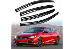 Kinwrdsn Tape-On Rain Guards Window Visor Fit for 2016-2021 Honda Civic Window Vent Deflector Visors 4 Pcs-94682