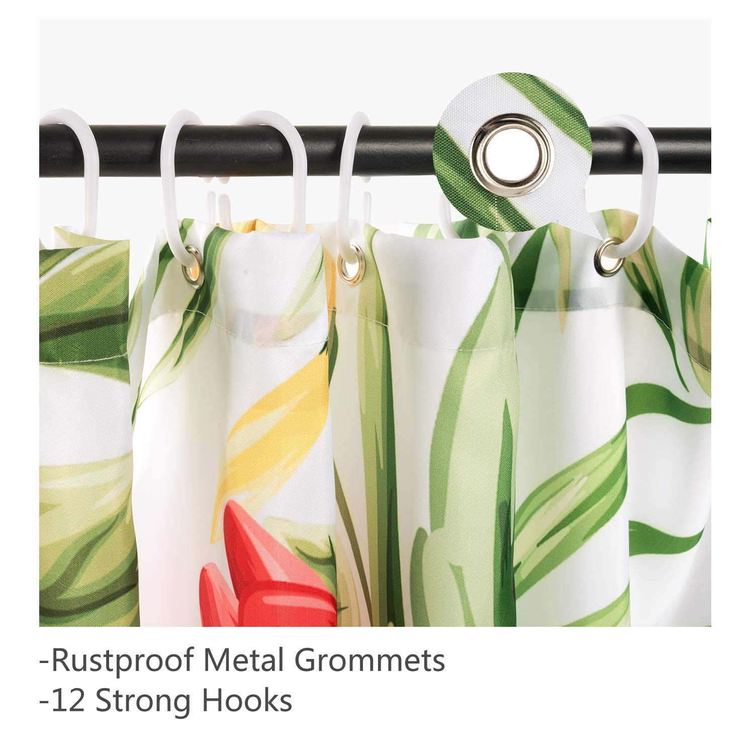 Vibesicily Shower Curtain, Durable Polyester Fabric Waterproof Bath Curtain for Bathroom Home Decor with 12 Hooks 71 x 71 Inch