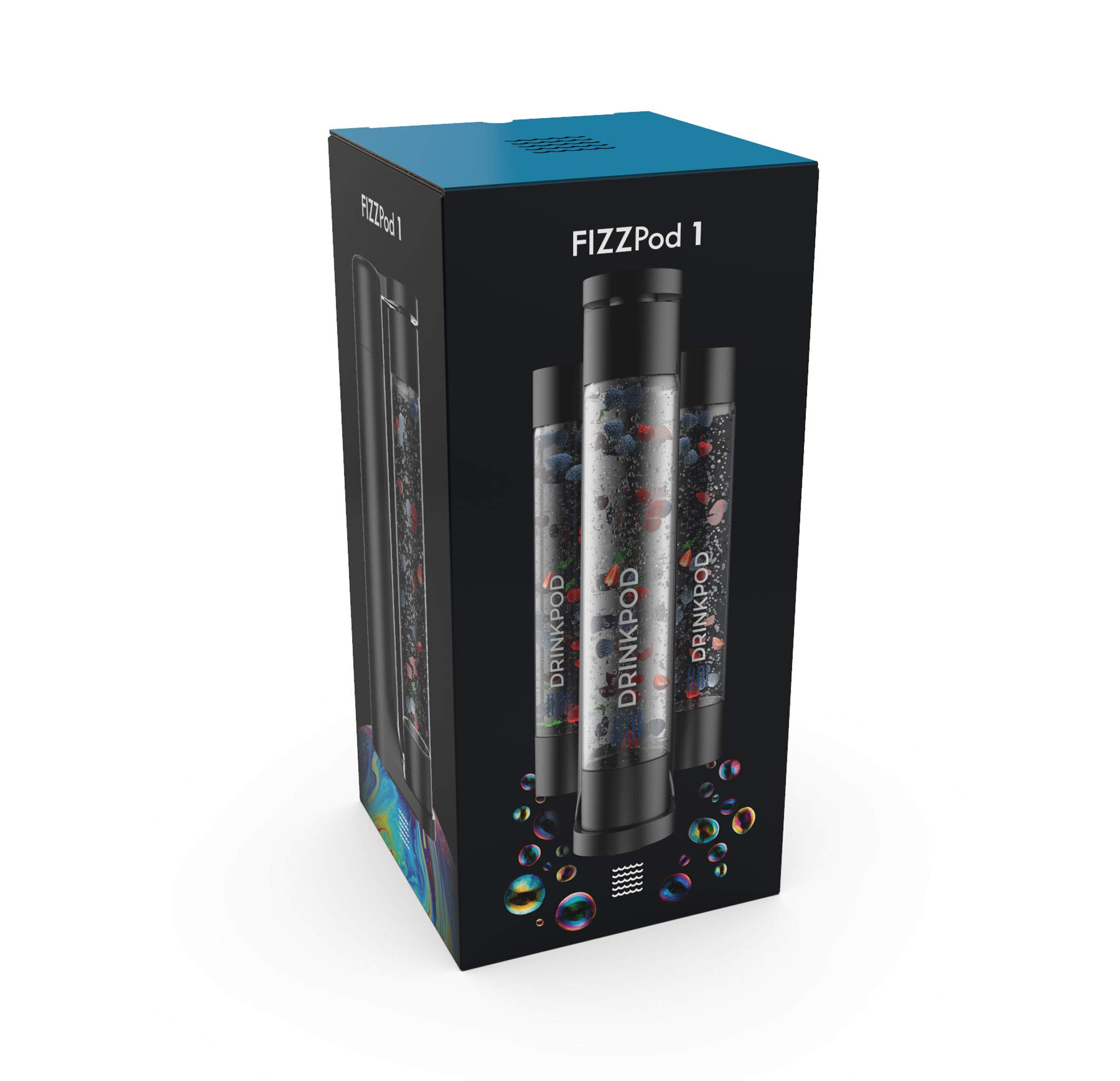 Fizzpod Sparkling Water Maker Soda Maker Infused Fruits Soda Maker Machine for Carbonating with 1L Carbonating Bottle, Seltzer Fizzy Water Maker, Includes 3 x 1l Carbonating Bottle Compatible with 60L