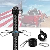 Sinyoeer 2 Set 6FT 1.25 inch Truck Flag Pole, 1 1/4 Heavy Duty Carbon Fiber Flag Pole for Truck, Vehicle Flagpole for Truck Pickups Jeeps RVs SUVs Car, Reach 80+ MPH