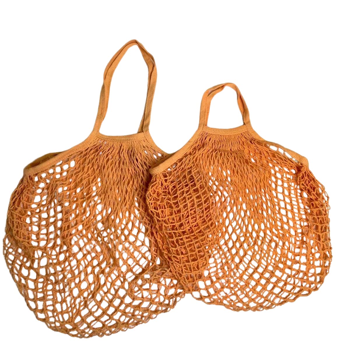 Modo Reusable (2 Pack) String Cotton Net Shopping Bags 1 Short & 1 Long Handle Bag Multipurpose Toys Storage (Pale Orange) — image 1