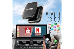 ROCKETEK 2025 Upgraded Wireless Carplay and Android Auto Dongle Support Netflix/YouTube, CarPlay Ai Box with USBA-C and USBC-C Cable for iPhone Android,Convert Wired to Wireless Car Play Stream to Your Car