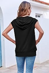 Fisoew Women's Sleeveless Zip Up Hoodies Casual