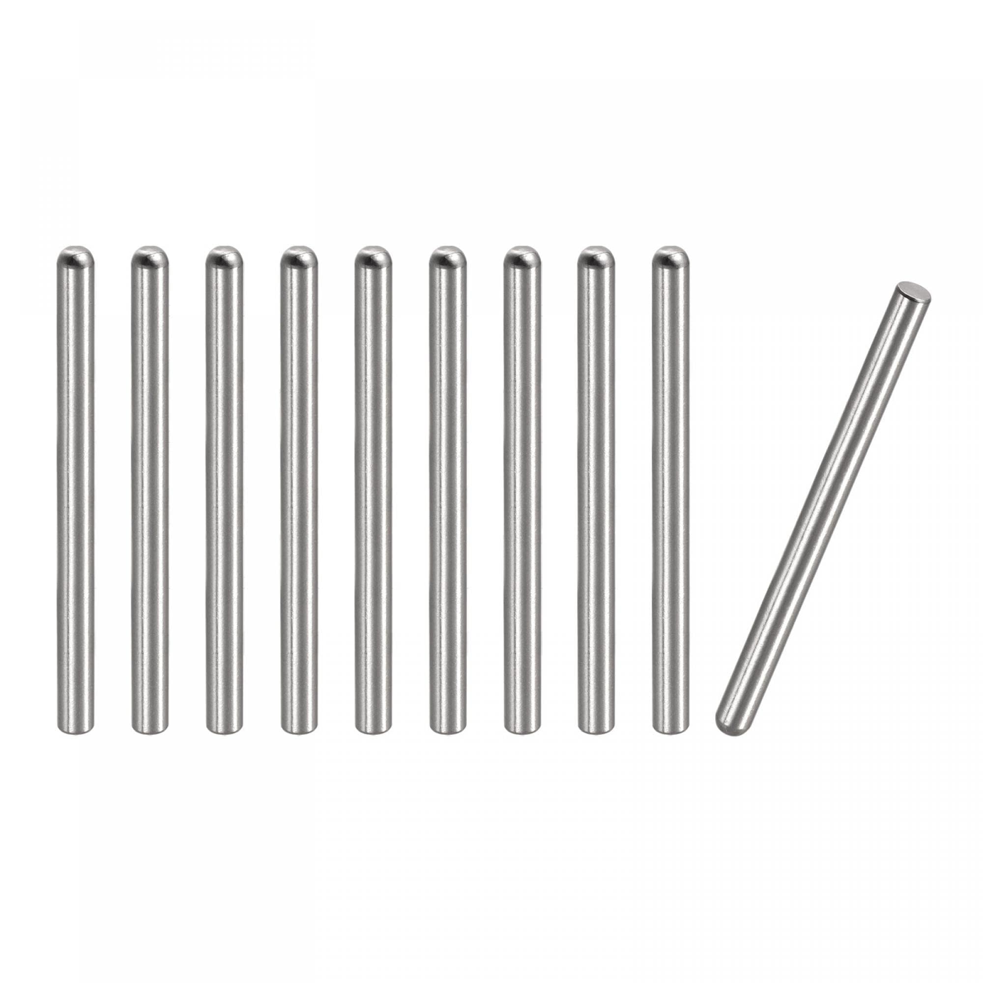 TOP-VIGOR 10Pcs 6mm x 80mm Dowel Pins, 304 Stainless Steel Round Head Flat Chamfered End Shelf Pegs Support Fasten Elements Silver Tone
