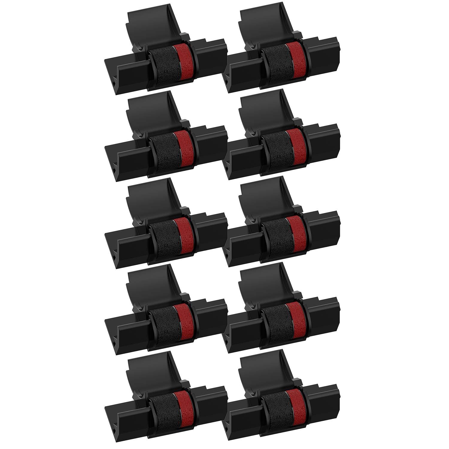 Bigger (10-Pack) Compatible Ribbon Replacement for IR-40T CP13 MP-12D Calculator Ink Roller Ribbon used with Canon, Casio HR-100TM HR-150TM, Sharp EL-1750V EL-1801V, Individually Sealed, Black and Red