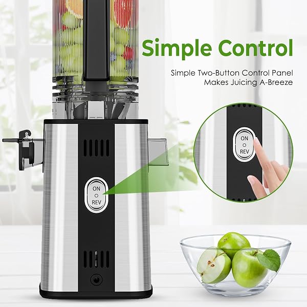 COLD PRESS JUICER, 5.8″ WIDE FEED CHUTE JUICE EXTRACTOR MACHINE WITH 400W, HIGH JUICE YIELD, SLOW MASTICATING JUICER FOR WHOLE VEGETABLES & FRUITS, STAINLESS STEEL