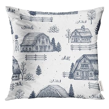 Amazon Com Upoos Throw Pillow Cover White Christmas Farm Country