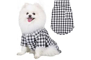 Dog Shirt, Nobleza Plaid Dog Pajamas, Breathable and Skin-Friendly Puppy Clothes, Dog Outfits for Small Medium Large Dogs, Cats