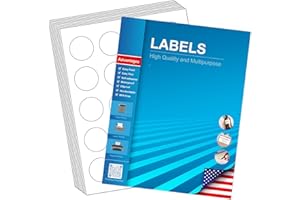 RAZUVO 1.5" Circle Labels, Round Printable Stickers to Write On, Sticker Paper for Inkjet Printer, (20 Labels/Sheet), 30 Sheets