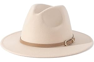 Lisianthus Women Classic Felt Fedora Wide Brim Hat with Belt Buckle