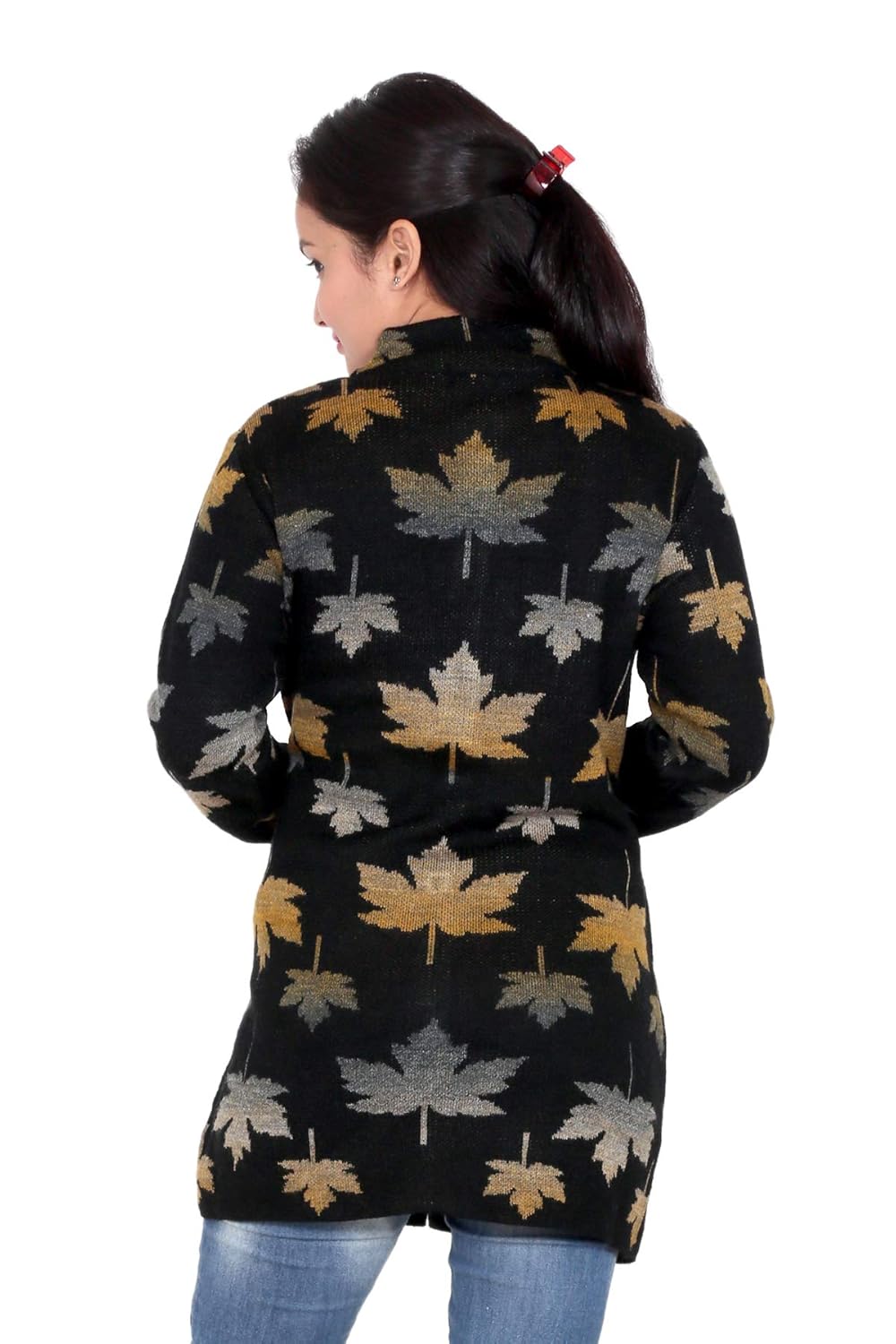 woolly women's and girls floral designed coat with pockets for winter-rs1940