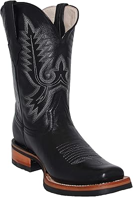 mens black square toe western boots
