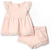 Amazon Essentials x Sofia Grainge Toddler and Baby Girls' Eyelet Short & Top Set