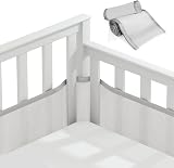 Vicloon Cot Bumper 2Pcs Breathable Mesh Crib Rail Cover Grey 340x30cm