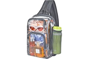 Busiuw Clear Backpack Stadium Approved Clear Sling Bag Clear Bag, 3 in 1 Clear Crossbody Bag for Festivals and Games