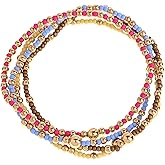 BXDA Gold Beaded Friendship Bracelet Stack for Women,Seed Beads Bracelets Summer Boho Beach Handmade Stackable Jewelry Gift