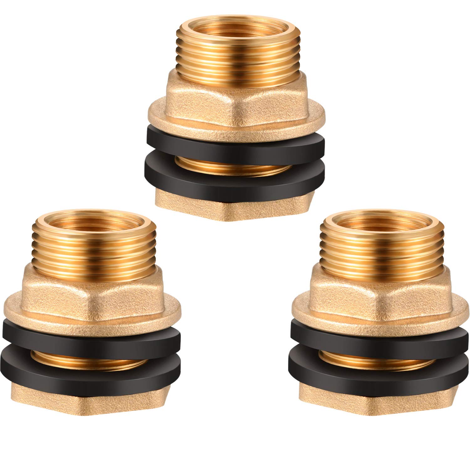 thumbnail image 2 of Sashow 1/2 Inch Female To 3/4 Inch GHT Male Brass Water Tank Bulkhead Fitting 2 of 3
