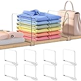 OKPOW Shelf Dividers for Closet Organization: 8" Tall X 12" Deep, Acrylic Clear Sturdy Separators for Clothes Purse, Adjustable, Removable, Easy to Install, Storage for Wood Cabinet Housewife, 8 Pack