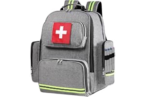 Gatycallaty First Aid Backpack Medical Emt First Responder Bag Empty Ems Emergency Home Health Hiking Trauma Travel Camping (gray, Large)
