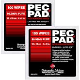 PEC-PAD Lint Free Wipes 4&rdquo;x4&rdquo; Non-Abrasive Ultra Soft Cloth for Cleaning Sensitive Surfaces like Camera, Lens, Filters, Film, Scanners, Telescopes, Microscopes, Binoculars. (100 Sheets Per/Pkg) 2-Pack
