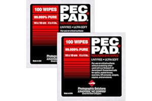 PHOTOGRAPHIC SOLUTIONS PEC-PAD Lint Free Wipes 4”x4” Non-Abrasive Ultra Soft Cloth for Cleaning Sensitive Surfaces like Camera, Lens, Filters, Film, Scanners, Telescopes, Microscopes, Binoculars. (100 Sheets Per/Pkg) 2-Pack