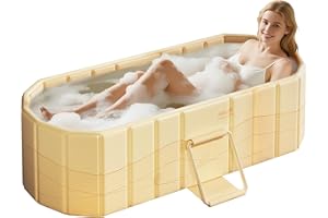 HLCZLUZ Portable Foldable Bathtub, Freestanding Bathtub No Installation, Bathroom SPA Soaking Bath Tub, Shower Stall Collapsi