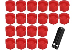 Lyxheth 20PCS Lug Nut Covers, Bolt Covers Caps, Auto Hub Screw Protector with Remover Tool, 21 mm Inner Hex Wheel Bolt Dust Caps Cover Decorative Car Accessories Universal for Most Cars (Red, 21mm)