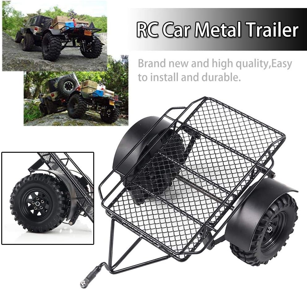 RC Tipping Trailer, 1/10 DIY Modified Trailer, Metal Small Tipping Trailer, Steel Utility Tipping Trailer, DIY Modified Trailer Accessory for RC Crawler Axial SCX10 90046 TRX4 D90