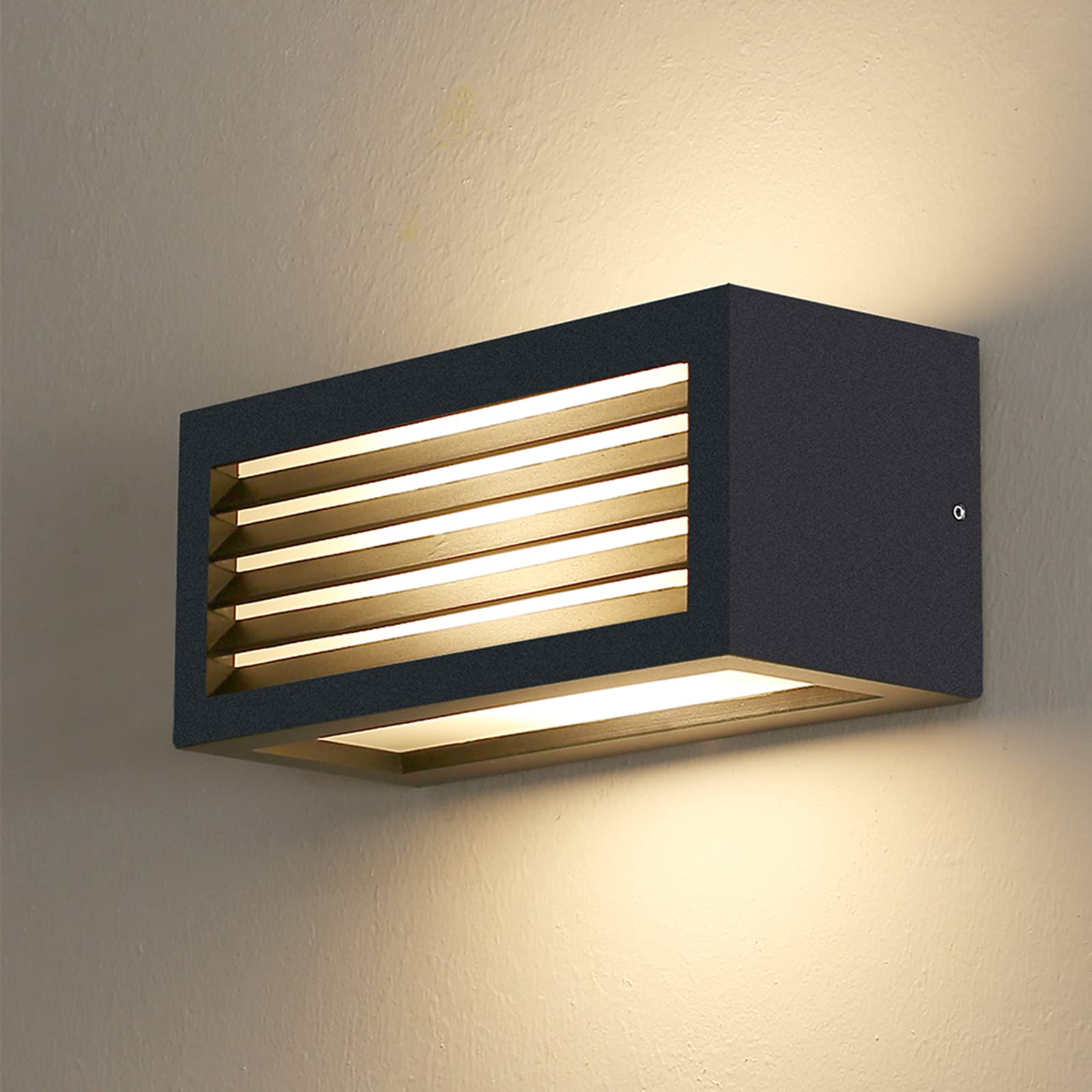 HLFVLITE Outdoor Wall Light, Aluminum Outside Wall Lamp Up & Down Modern Exterior Wall Sconce, IP54 Waterproof, Anthracite Grey