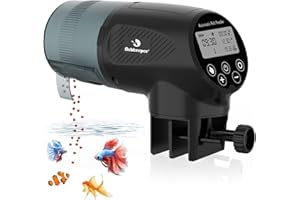 fishkeeper Automatic Fish Feeder for Aquarium: Moisture-Proof Auto Precision Feeders Dispenser with LCD Display for Small Tank Turtle Betta Koi - Battery Food Feeding Timer for Vacation Weekend Day