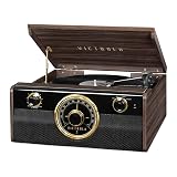 Victrola Metropolitan – 4-in-1 Bluetooth Record Player & Multimedia Center – 3-Speed Belt Driven Turntable with Built-in Speakers, AM/FM Radio, Wireless Music Streaming, Aux and RCA Outputs (Espresso)