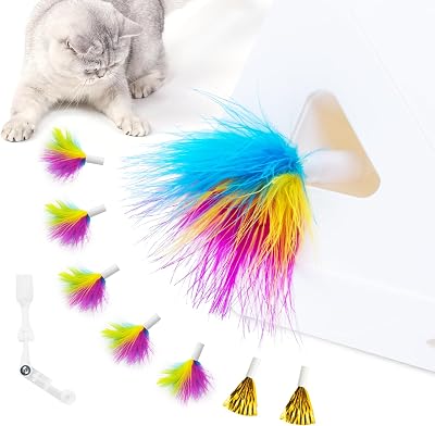 Migipaws Rainbow Feather Replacement 6 Pcs for MigiBox Cat Toy + 2 Free Mylar