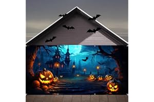 GRMIKBU Halloween Decorations Halloween Garage Door Cover, Large Hanging Backdrop Door Cover Halloween Garage Wall Decorations for Outdoor Home Yard Garage Door Decorations Party Photo Backgrounds