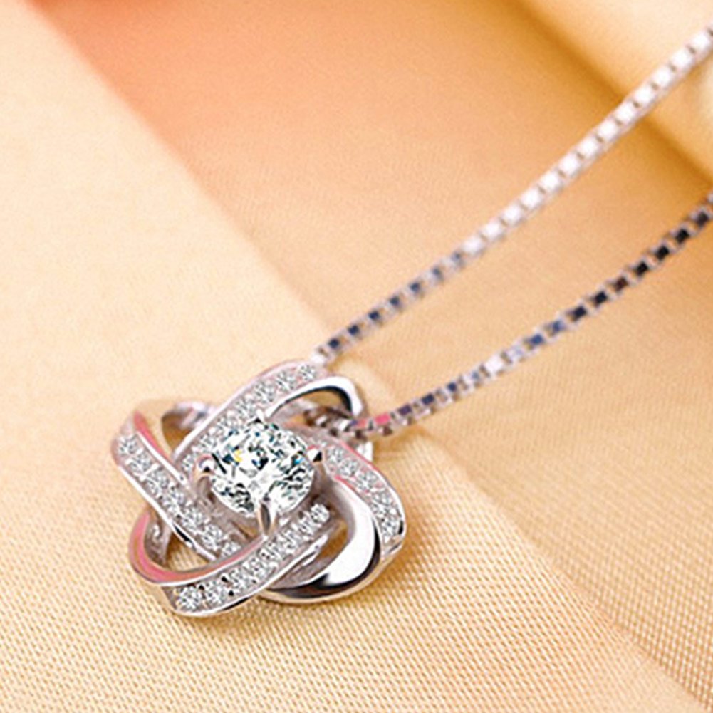 OUXi Sterling Silver Infinity love Diamond Pendant Necklace with Cubic Zirconia for Women